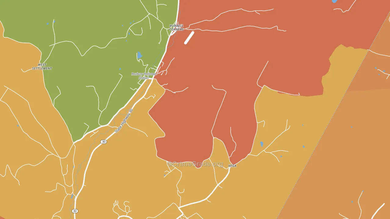 Denver, NY Map of Burglary Rates