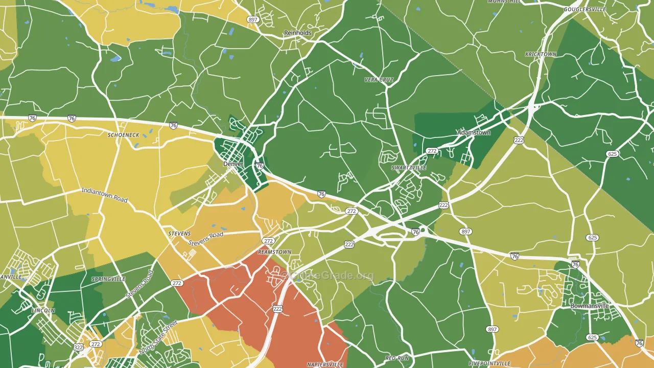 Denver, PA Map of Burglary Rates