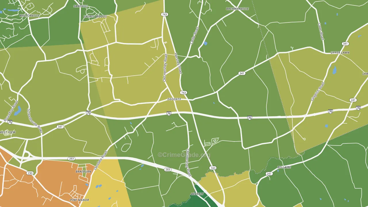 Deodate, PA Map of Burglary Rates