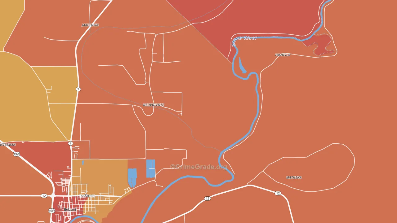 Deovolente, MS Map of Burglary Rates