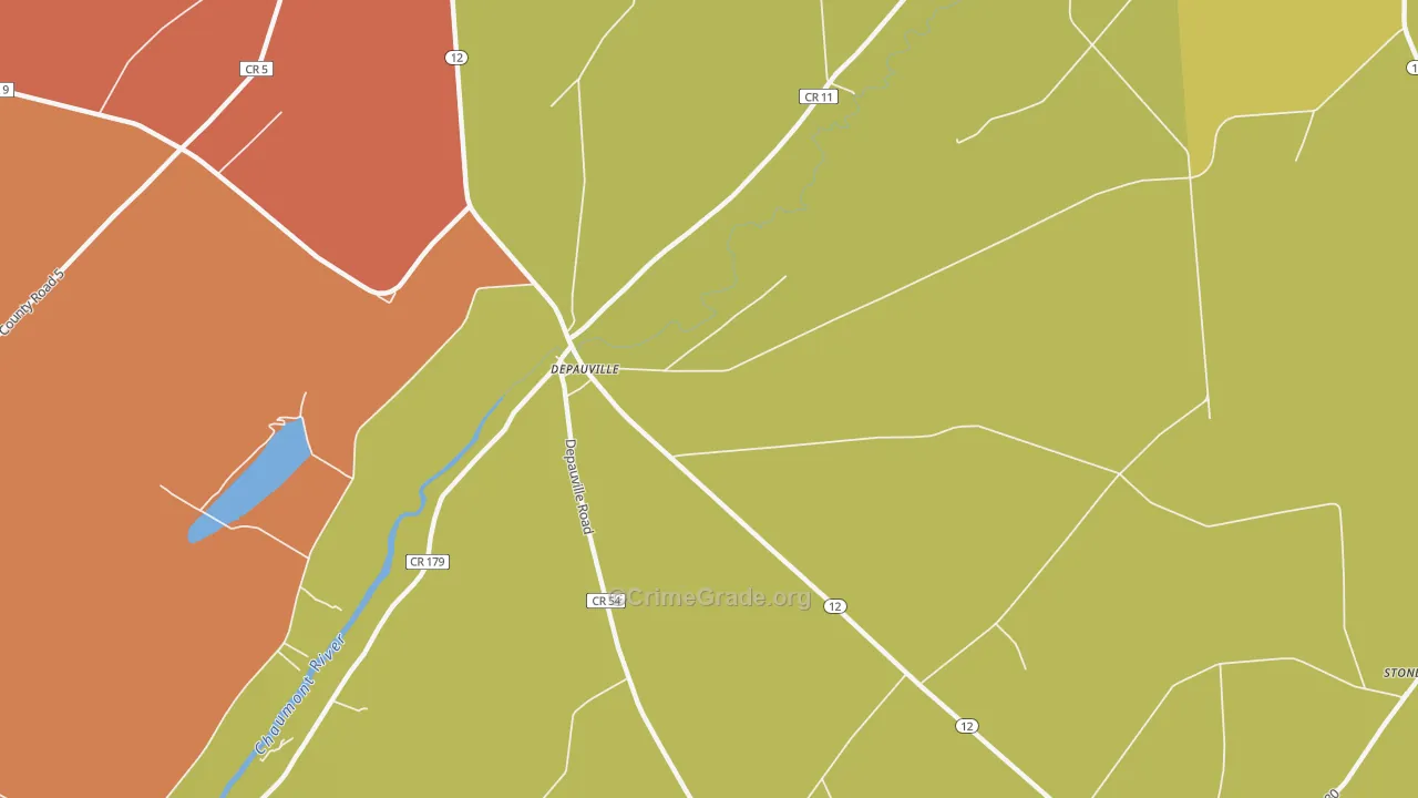 Depauville, NY Map of Burglary Rates