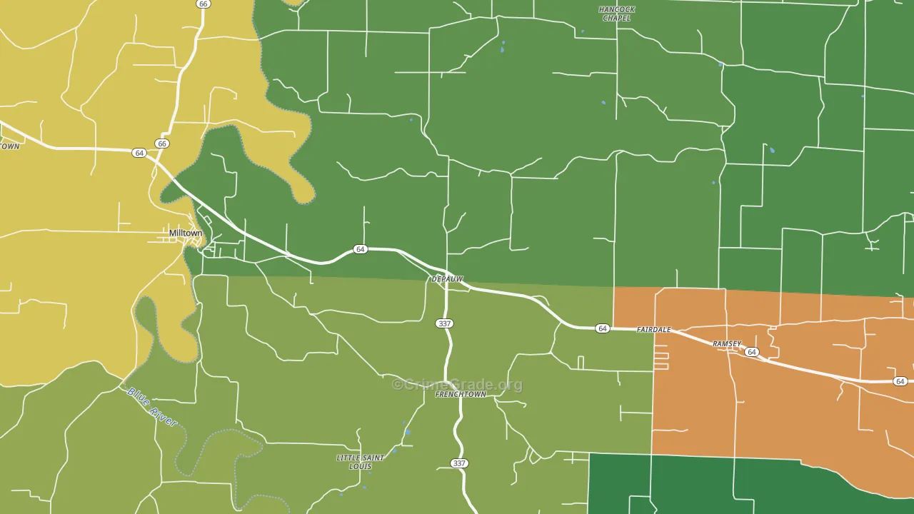 Depauw, IN Map of Burglary Rates