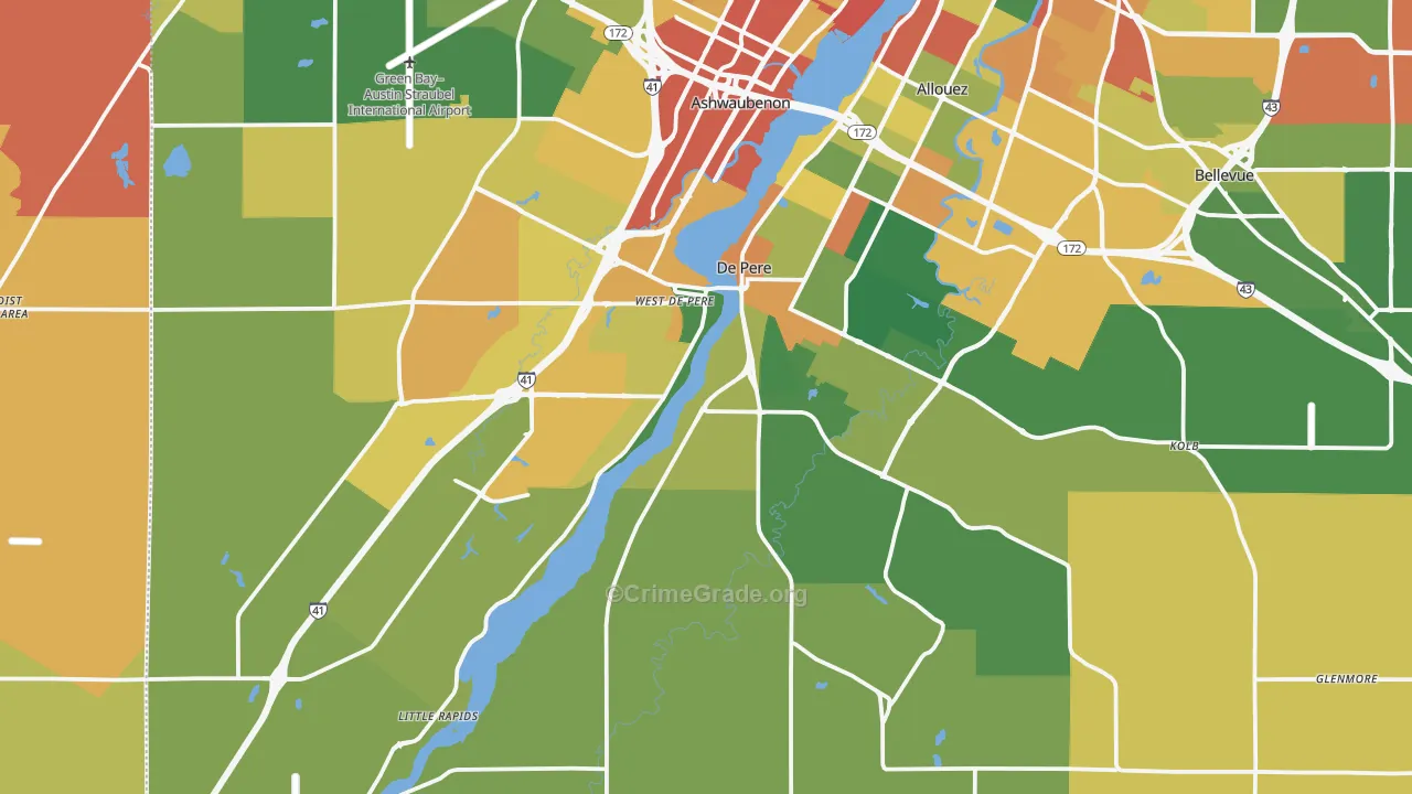 DePere, WI Map of Burglary Rates