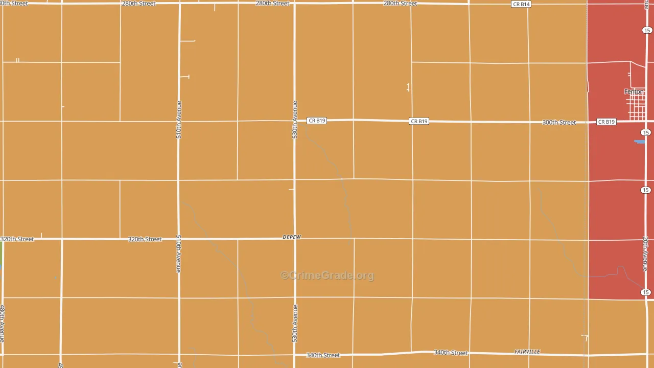 DePew, IA Map of Burglary Rates