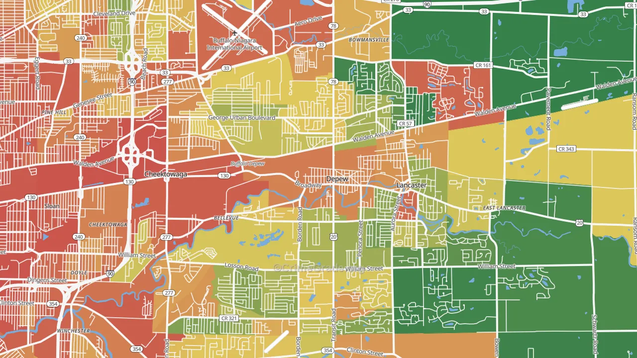DePew, NY Map of Burglary Rates