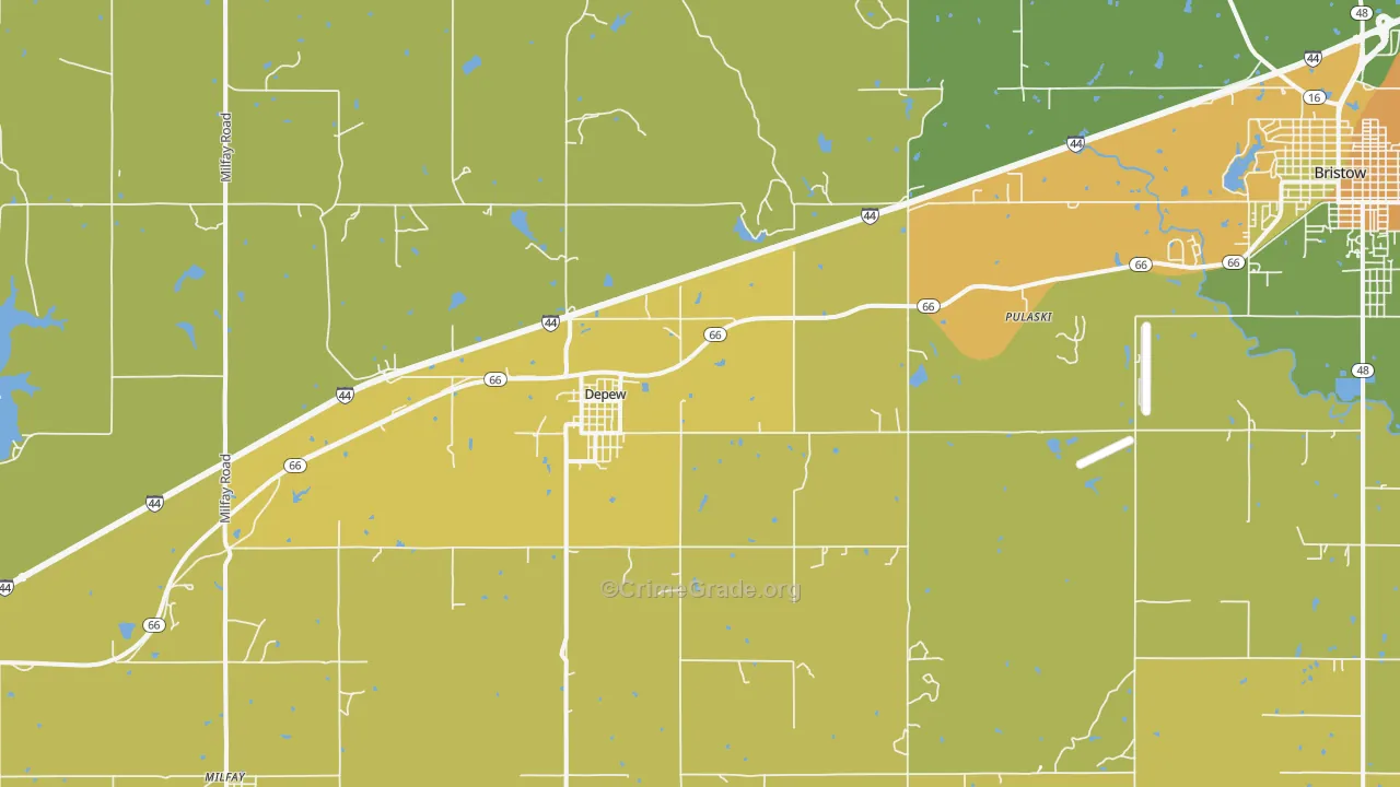 DePew, OK Map of Burglary Rates