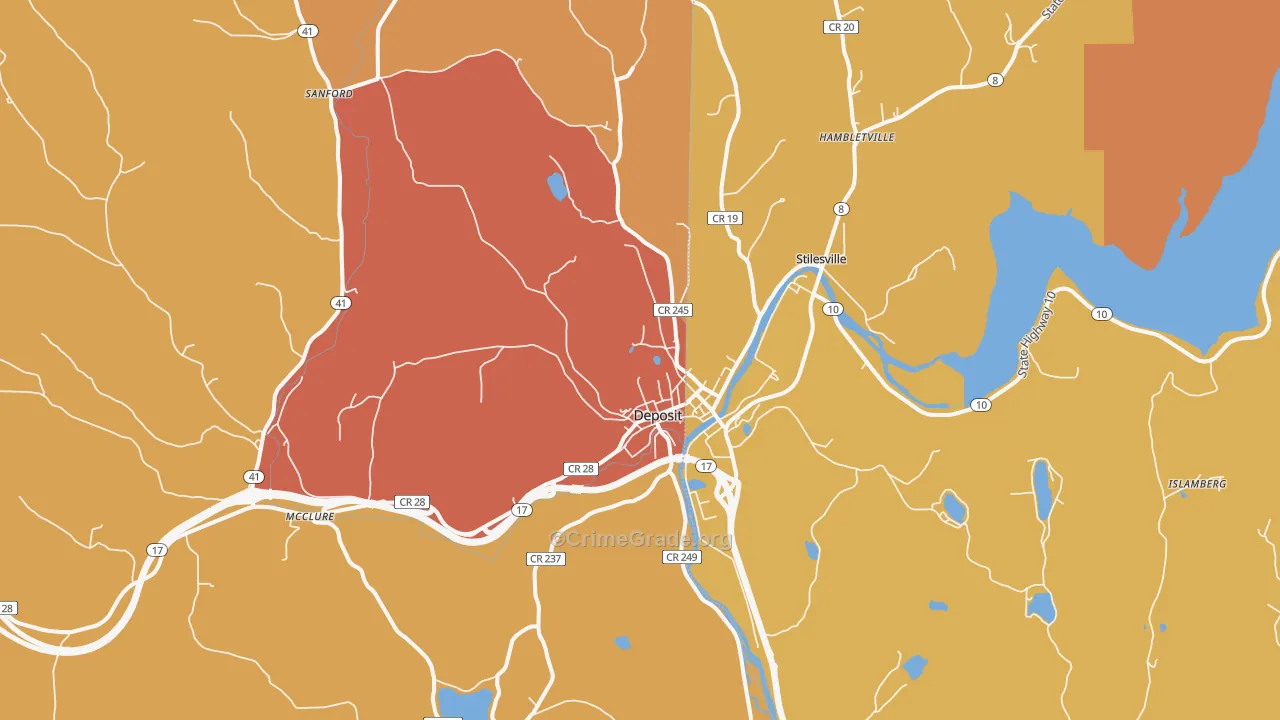 Deposit, NY Map of Burglary Rates