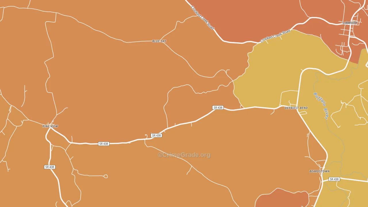 DePriest Bend, TN Map of Burglary Rates