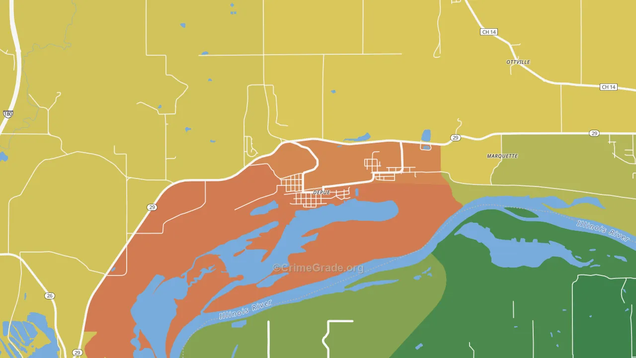 DePue, IL Map of Burglary Rates