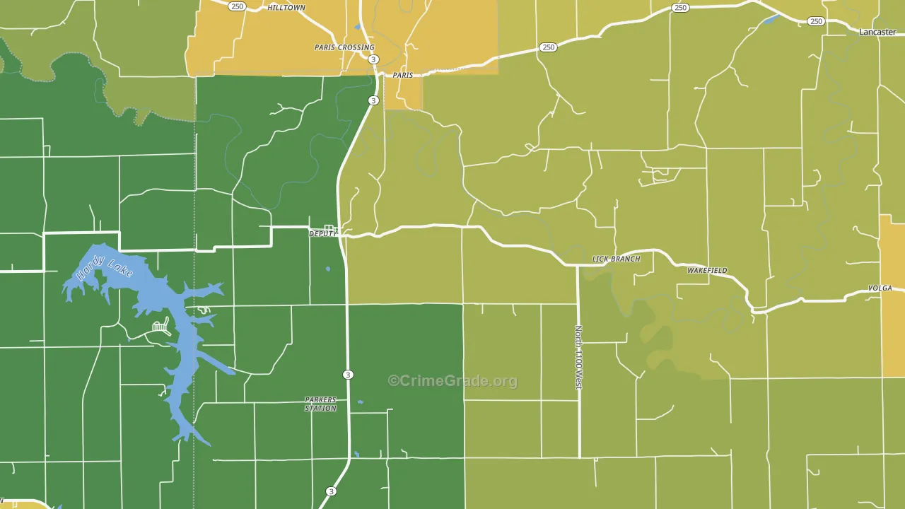 Deputy, IN Map of Burglary Rates