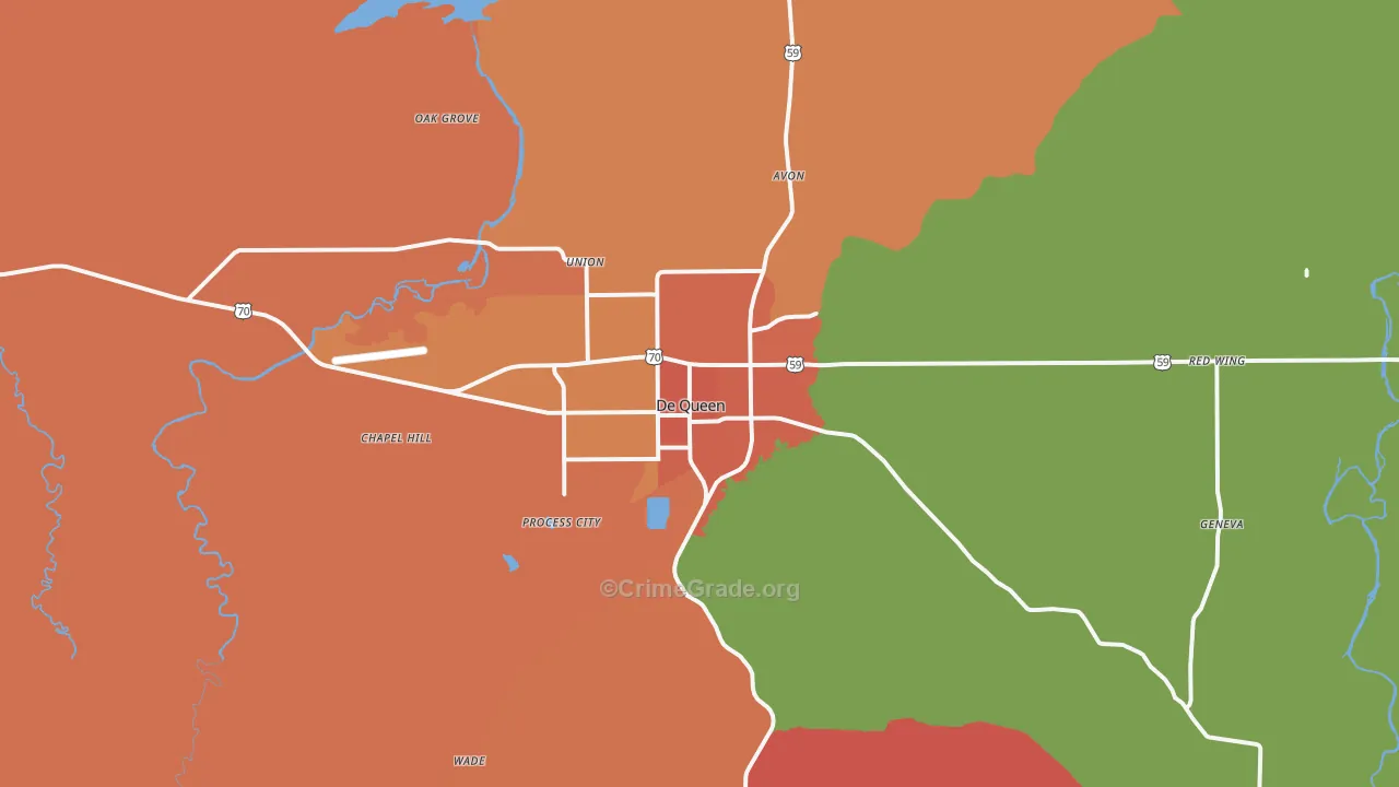 DeQueen, AR Map of Burglary Rates