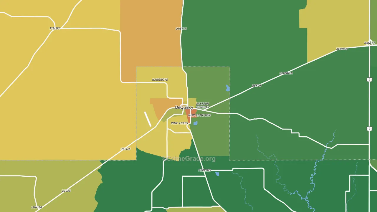 Dequincy, LA Map of Burglary Rates