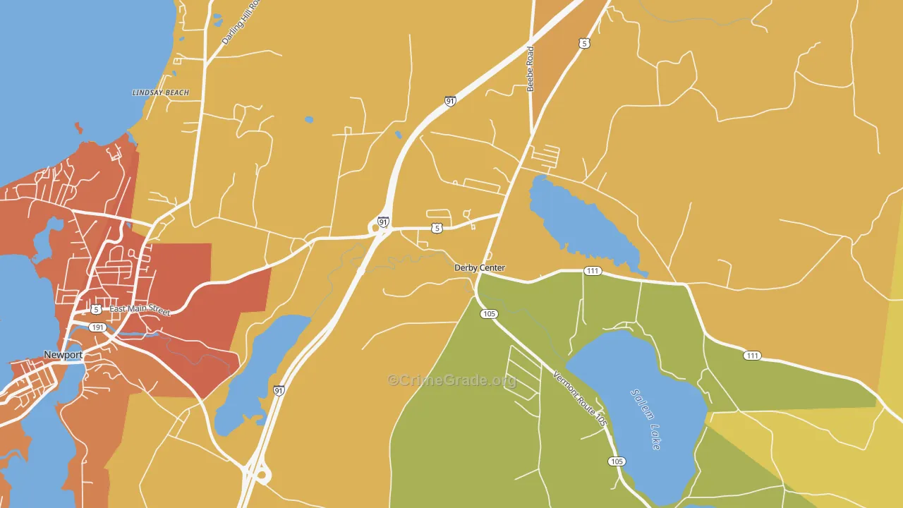 Derby Center, VT Map of Burglary Rates