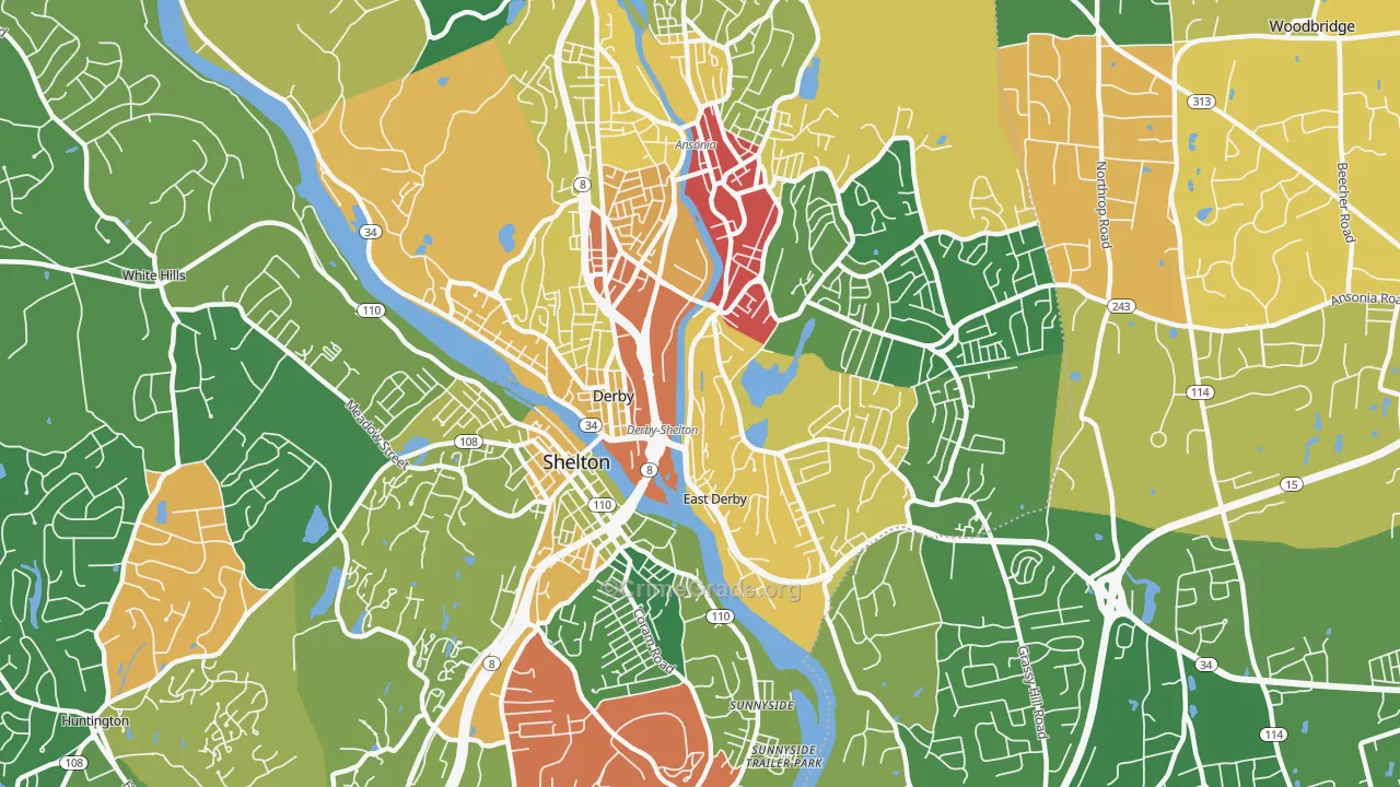 Derby, CT Map of Burglary Rates