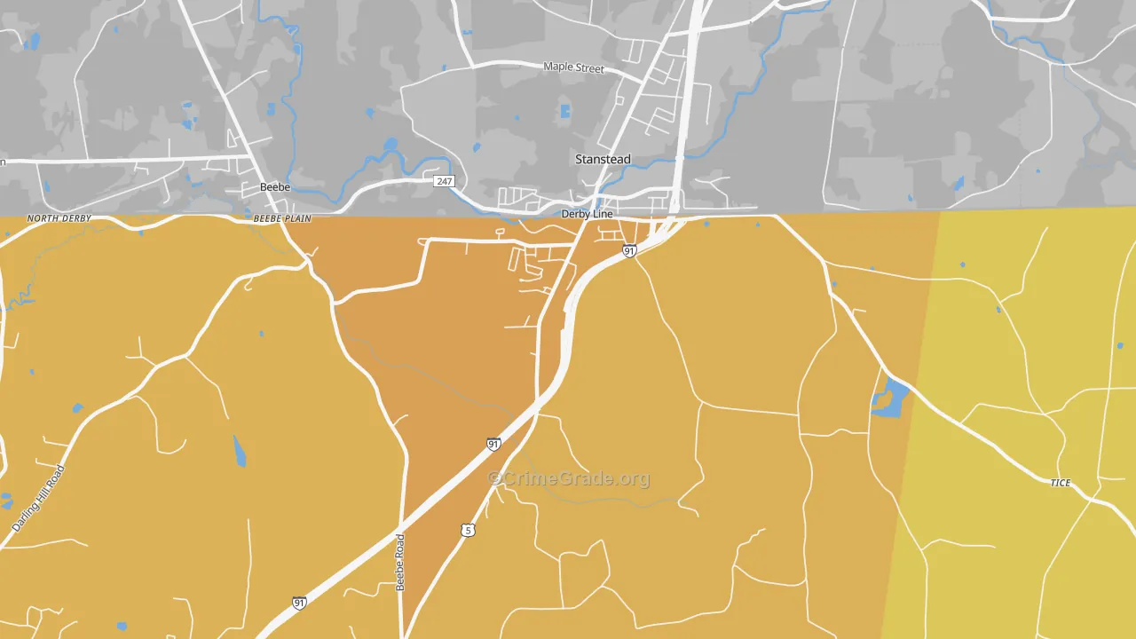 Derby Line, VT Map of Burglary Rates