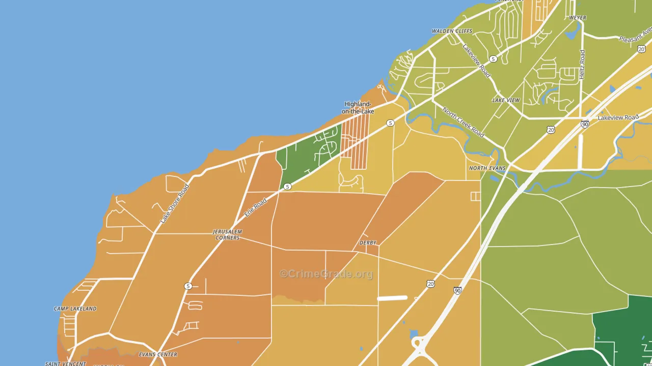 Derby, NY Map of Burglary Rates