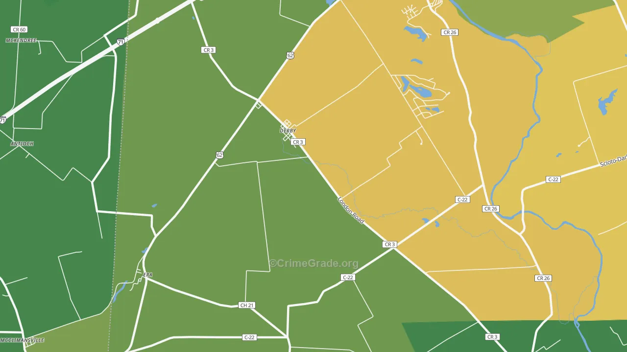 Derby, OH Map of Burglary Rates