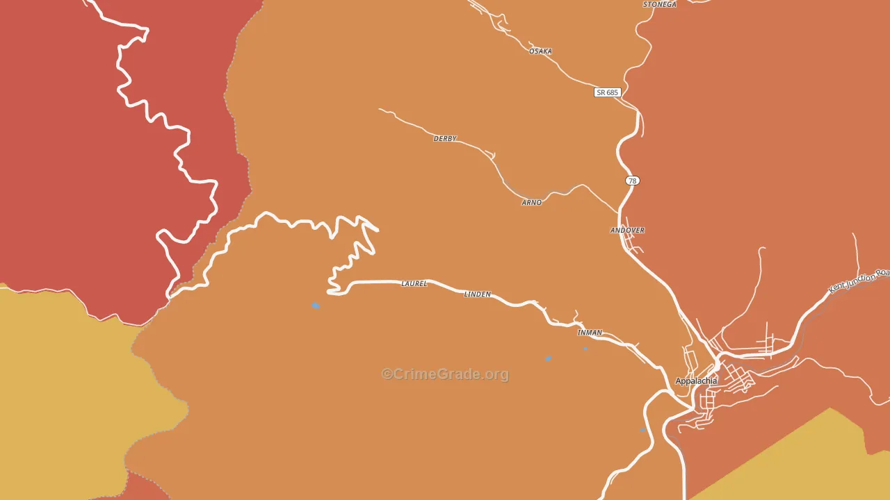 Derby, VA Map of Burglary Rates