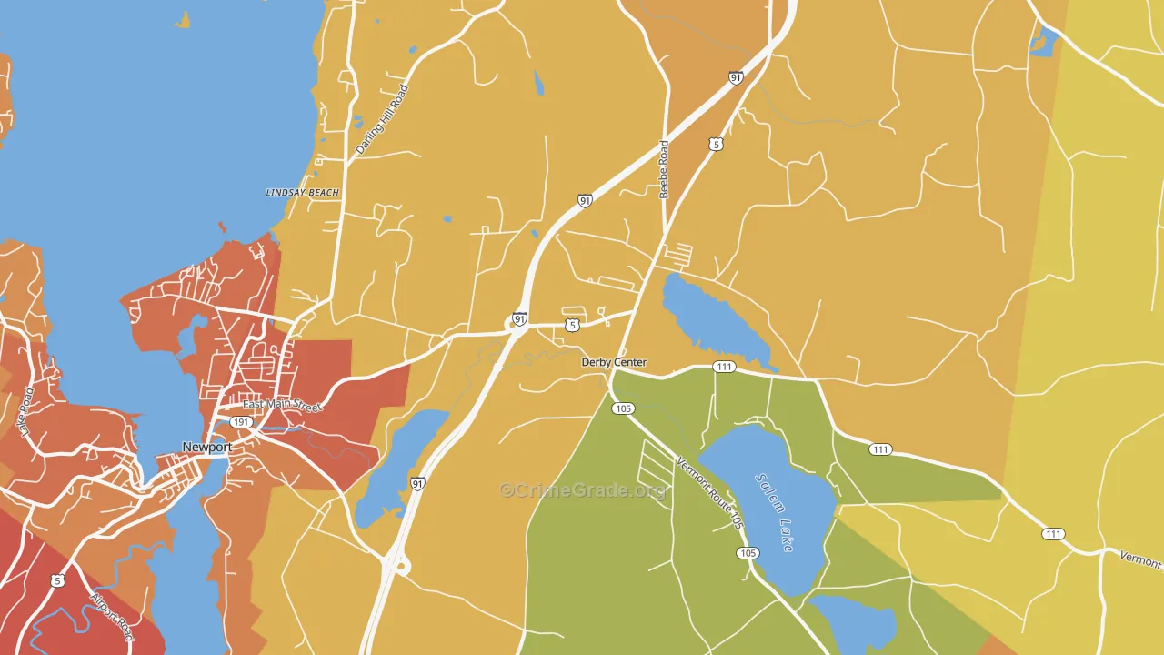 Derby, VT Map of Burglary Rates