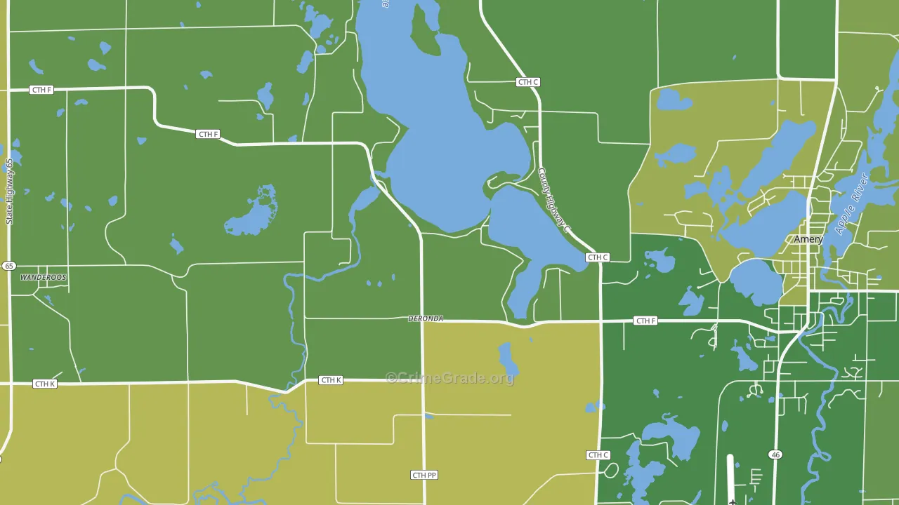 Deronda, WI Map of Burglary Rates