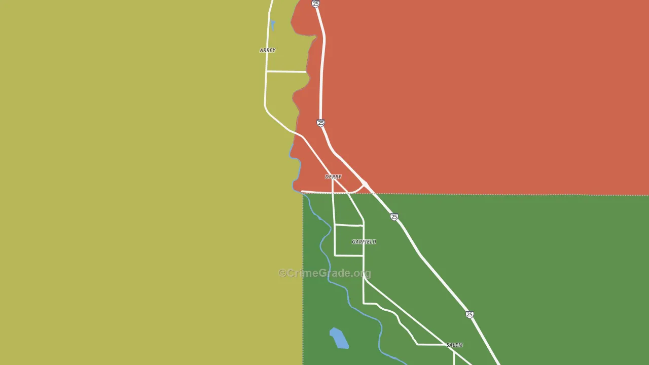 Derry, NM Map of Burglary Rates