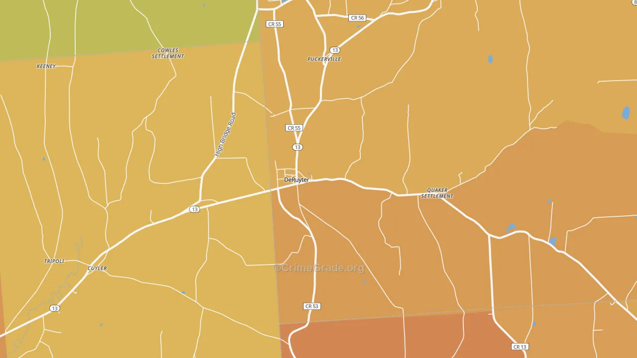 DeRuyter, NY Map of Burglary Rates