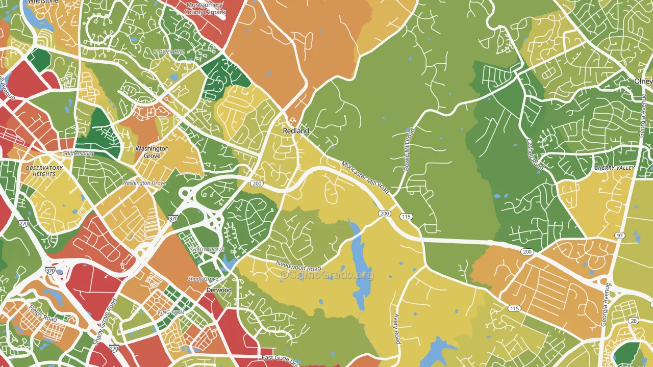 Derwood, MD Map of Burglary Rates