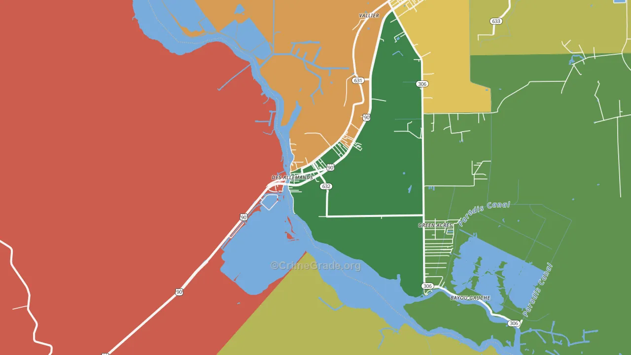 Des Allemands, LA Map of Burglary Rates
