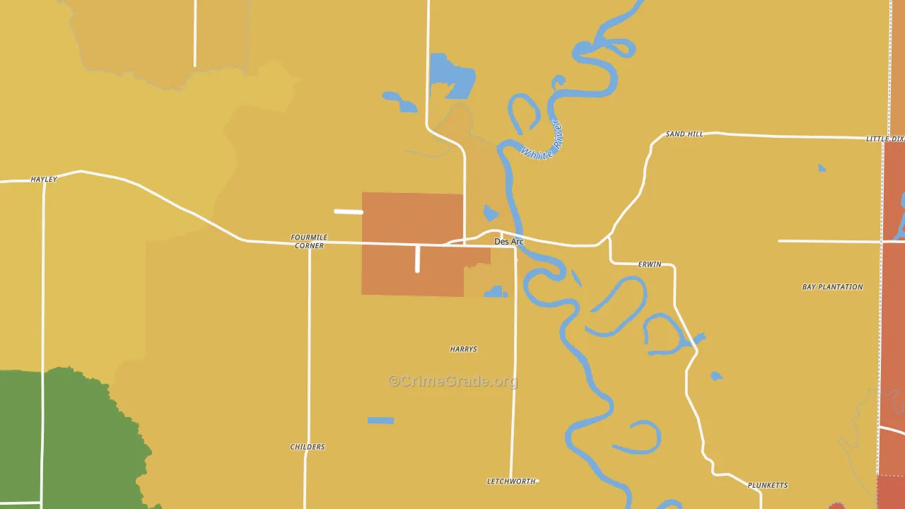 Des Arc, AR Map of Burglary Rates