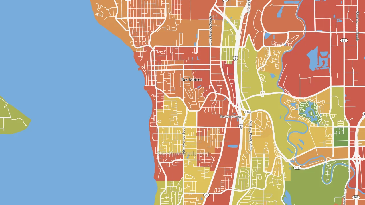 Des Moines, WA Map of Burglary Rates