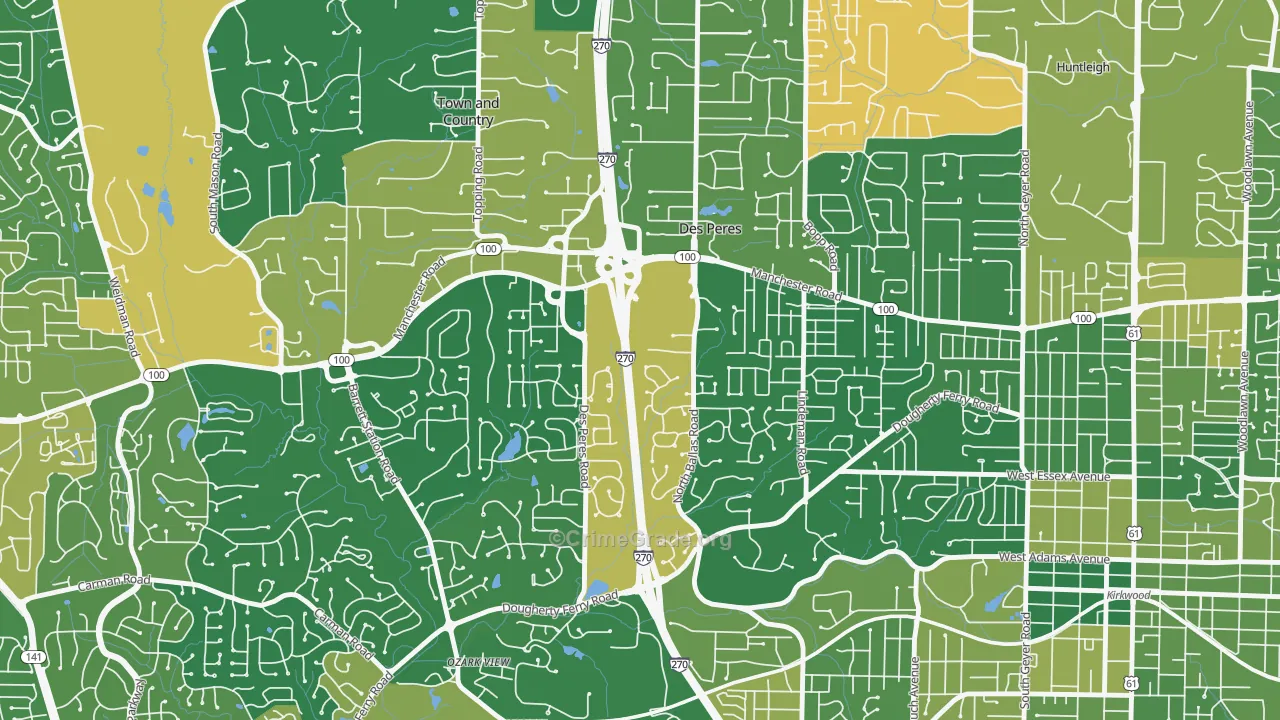 Des Peres, MO Map of Burglary Rates
