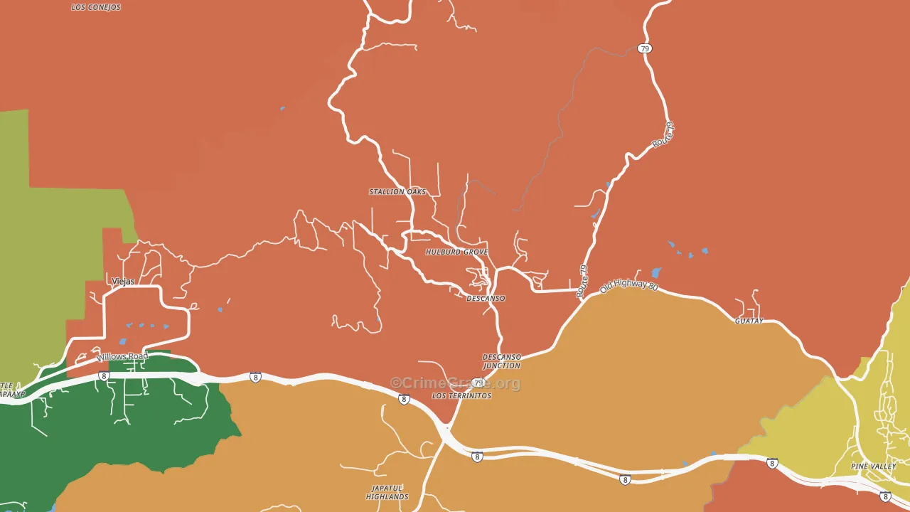 Descanso, CA Map of Burglary Rates
