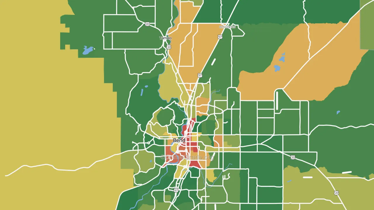 Deschutes County, OR Map of Burglary Rates