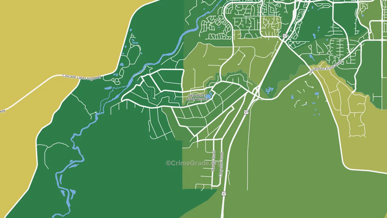 Deschutes River Woods, Bend, OR Map of Burglary Rates