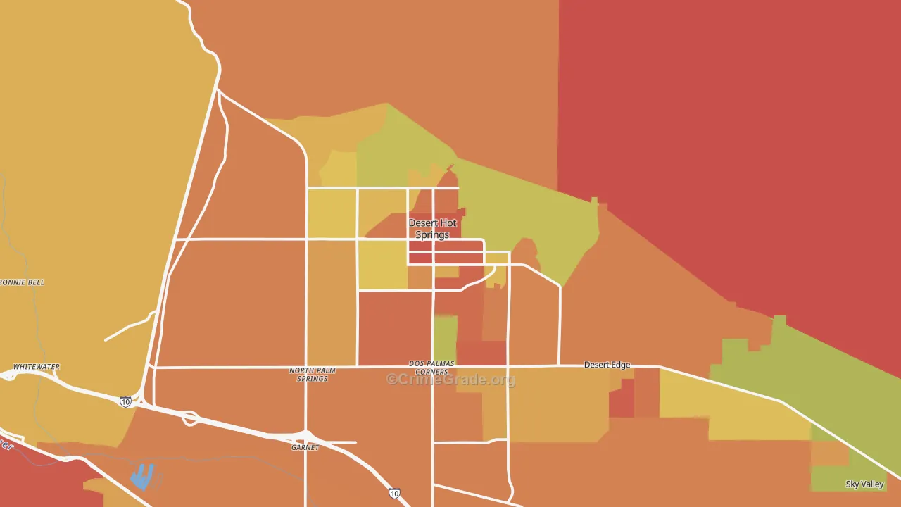Desert Hot Springs, CA Map of Burglary Rates
