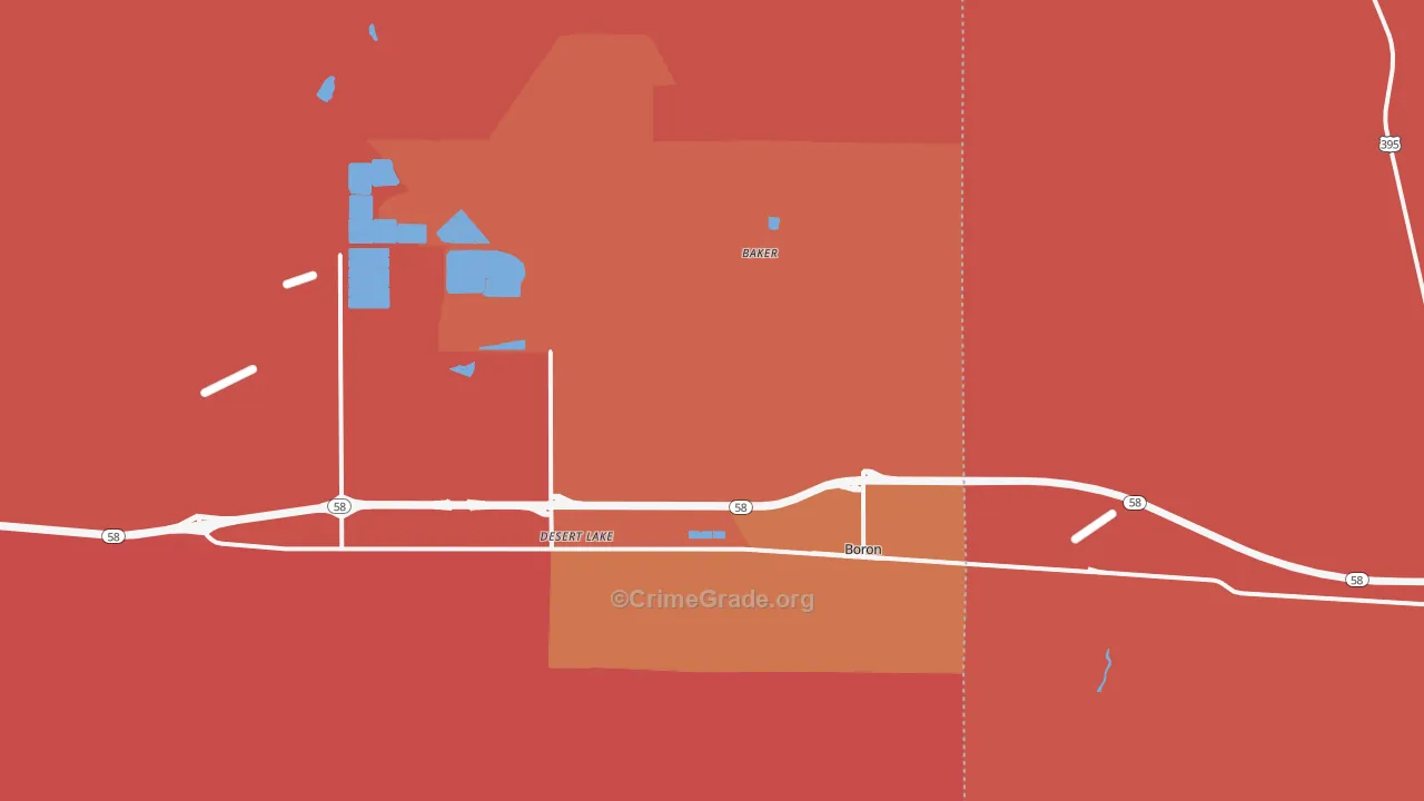 Desert Lake, CA Map of Burglary Rates