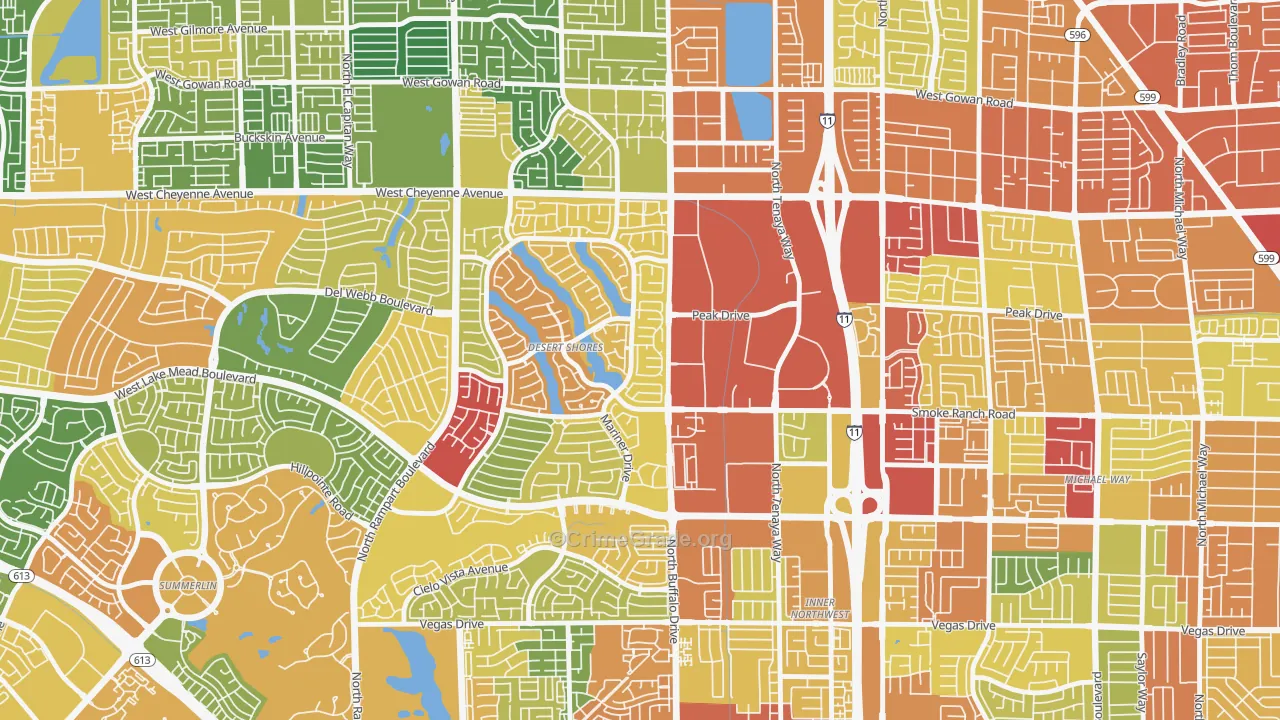 Desert Shores, Las Vegas, NV Map of Burglary Rates