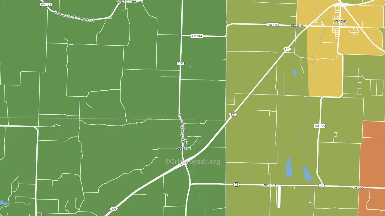 Desert, TX Map of Burglary Rates
