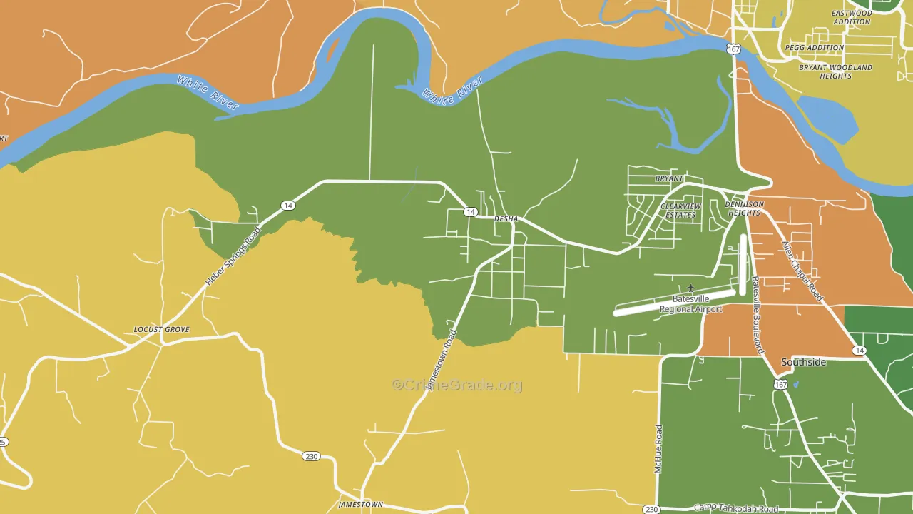 Desha, AR Map of Burglary Rates