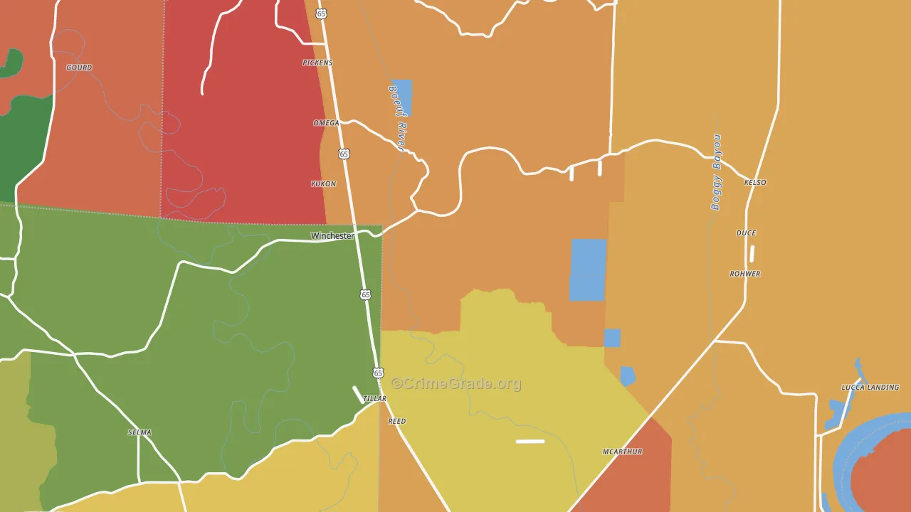 Desha County, AR Map of Burglary Rates