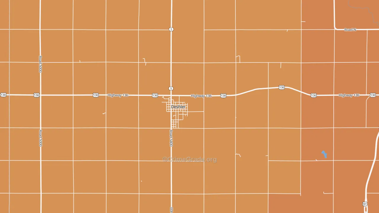 Deshler, NE Map of Burglary Rates