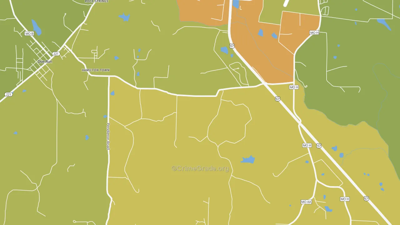 DeSmet, MO Map of Burglary Rates