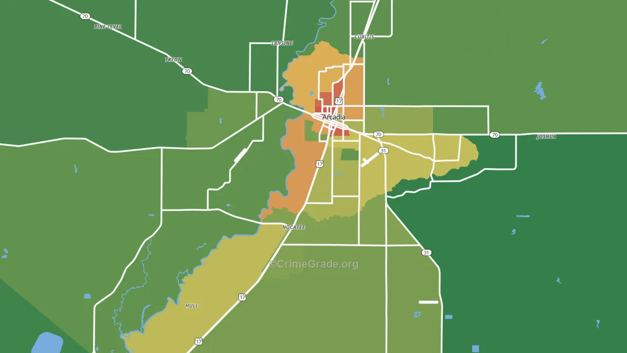 DeSoto County, FL Map of Burglary Rates