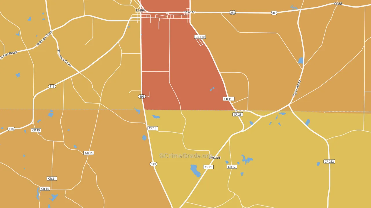 DeSoto, GA Map of Burglary Rates