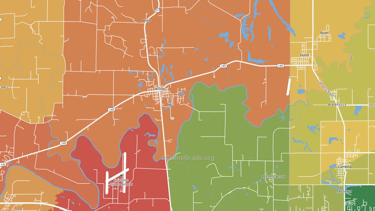 DeSoto, IL Map of Burglary Rates