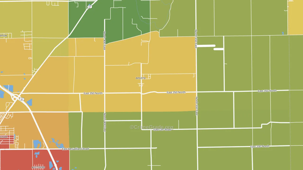 DeSoto, IN Map of Burglary Rates