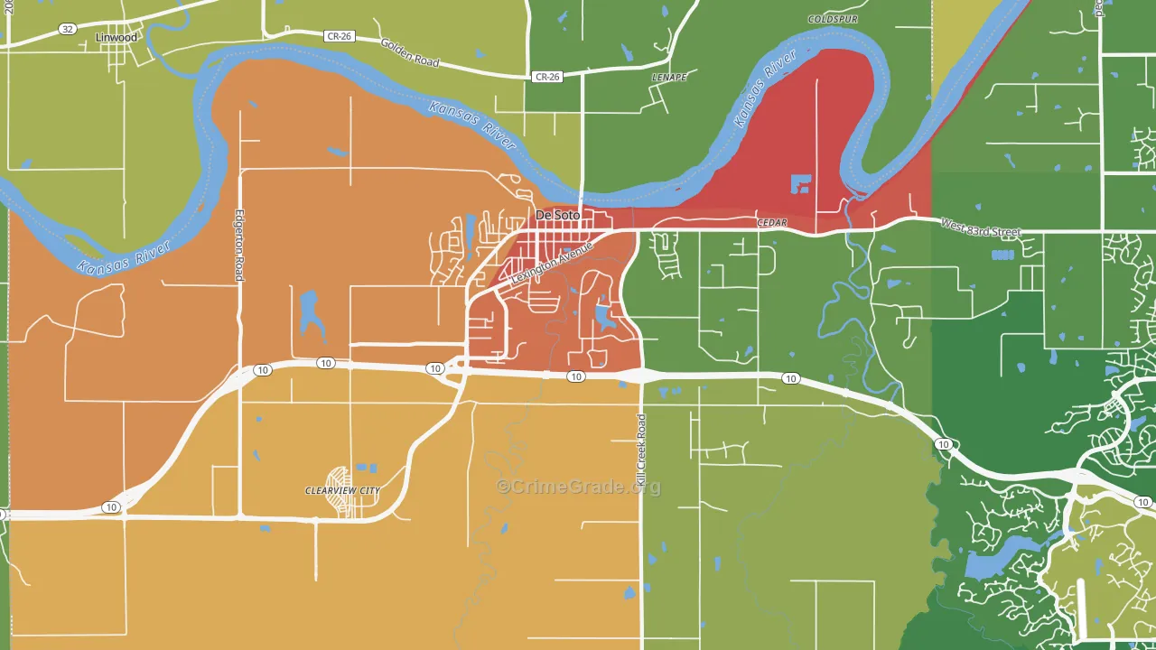 DeSoto, KS Map of Burglary Rates