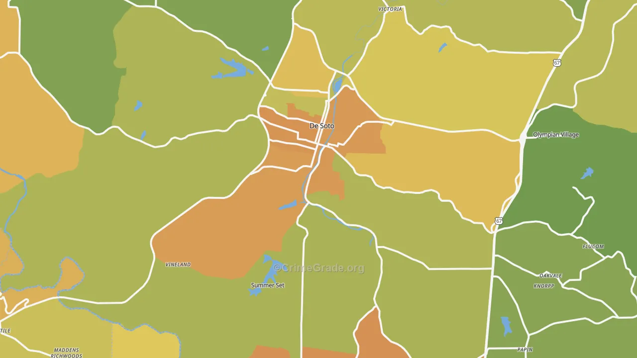 DeSoto, MO Map of Burglary Rates