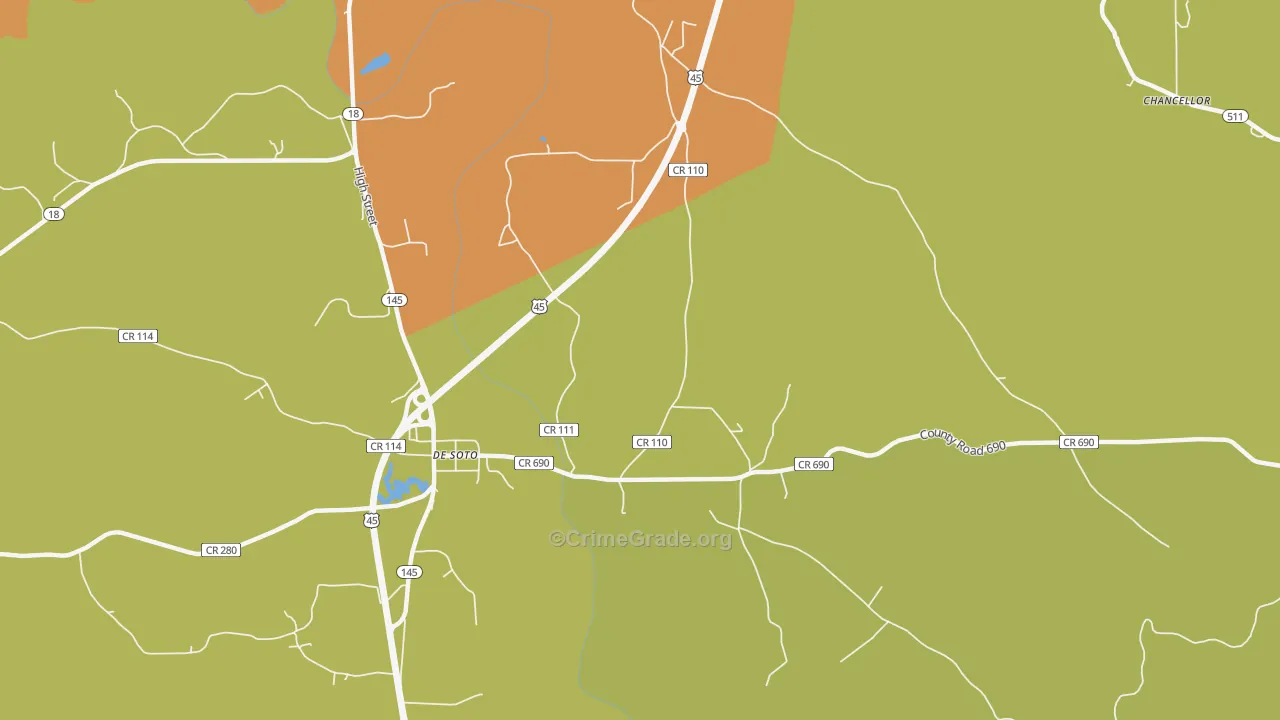 DeSoto, MS Map of Burglary Rates