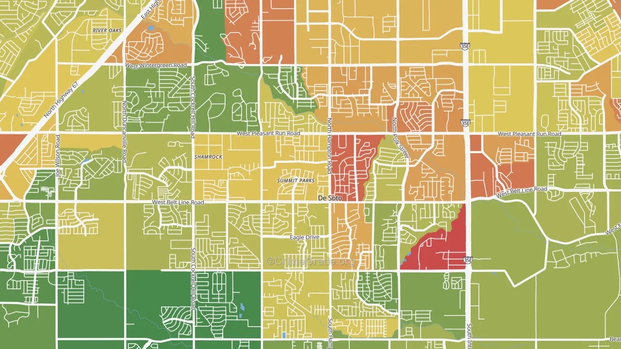 DeSoto, TX Map of Burglary Rates